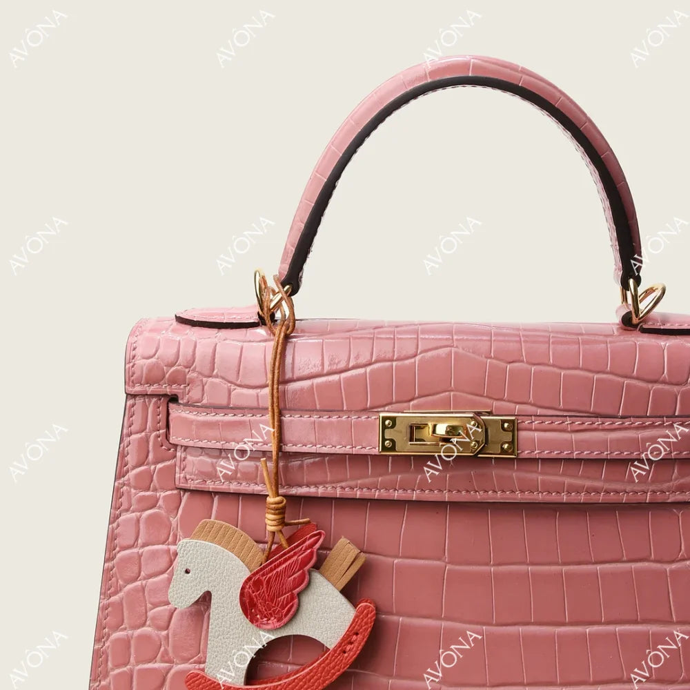 MIRAGE BLUSH CROCODILE M (25x20x8cm) / GOLD