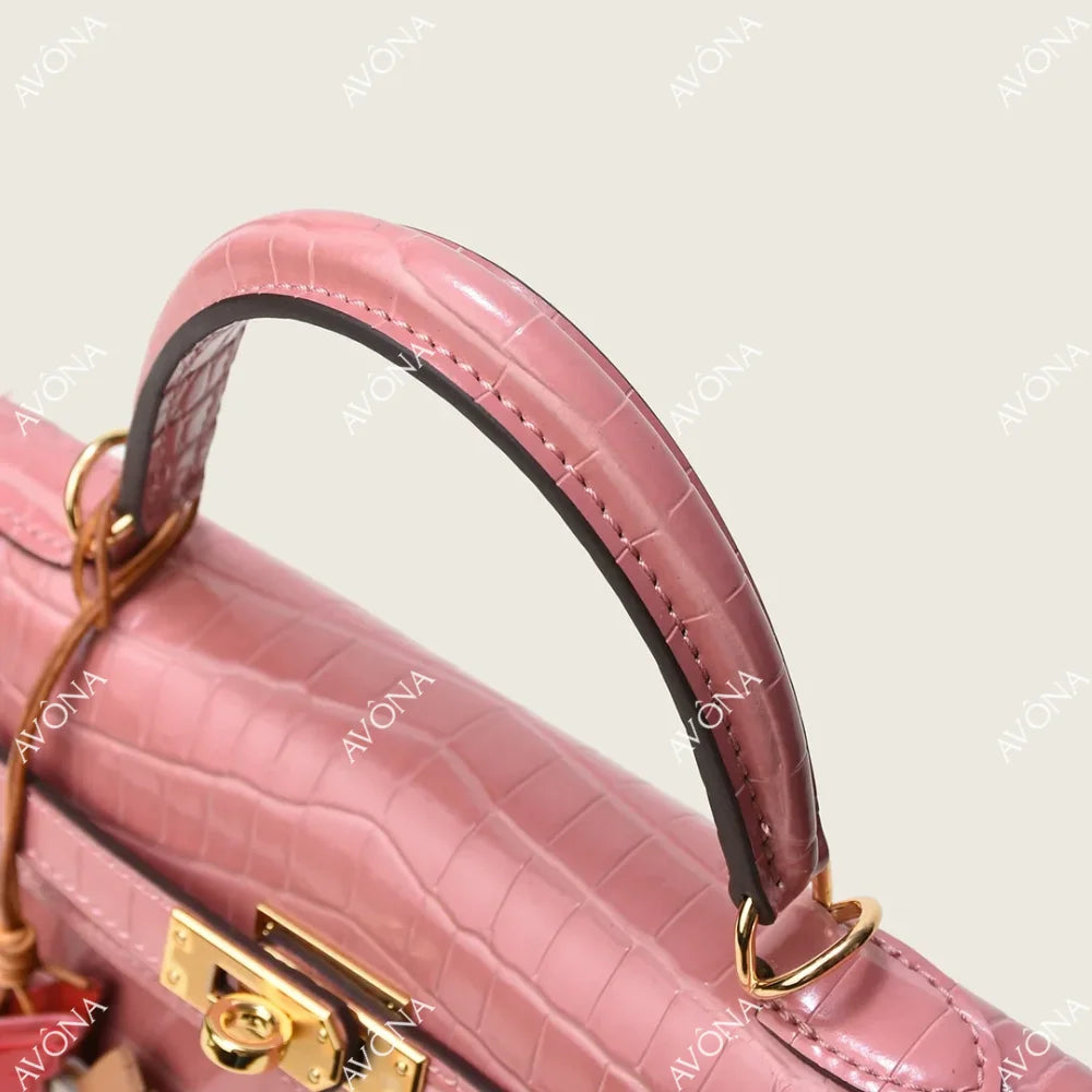 MIRAGE BLUSH CROCODILE M (25x20x8cm) / GOLD