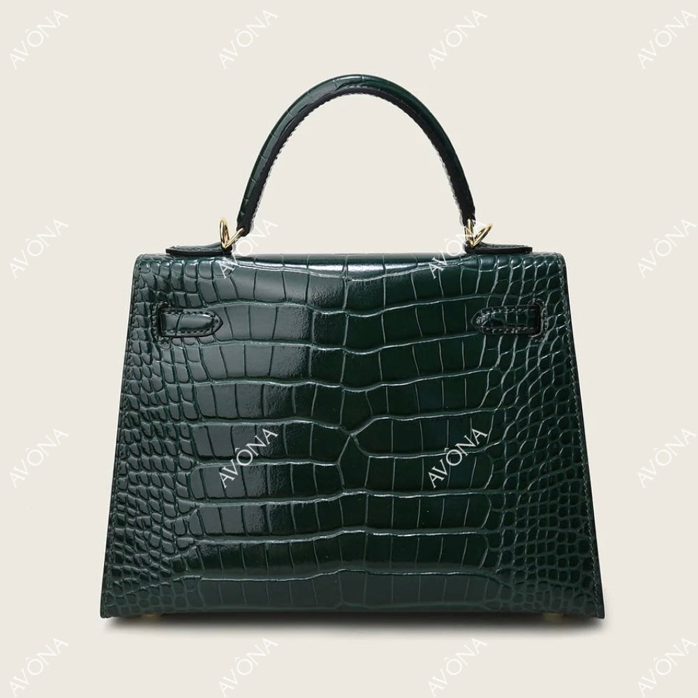 MIRAGE EMERALD CROCODILE M (25x20x8cm) / GOLD