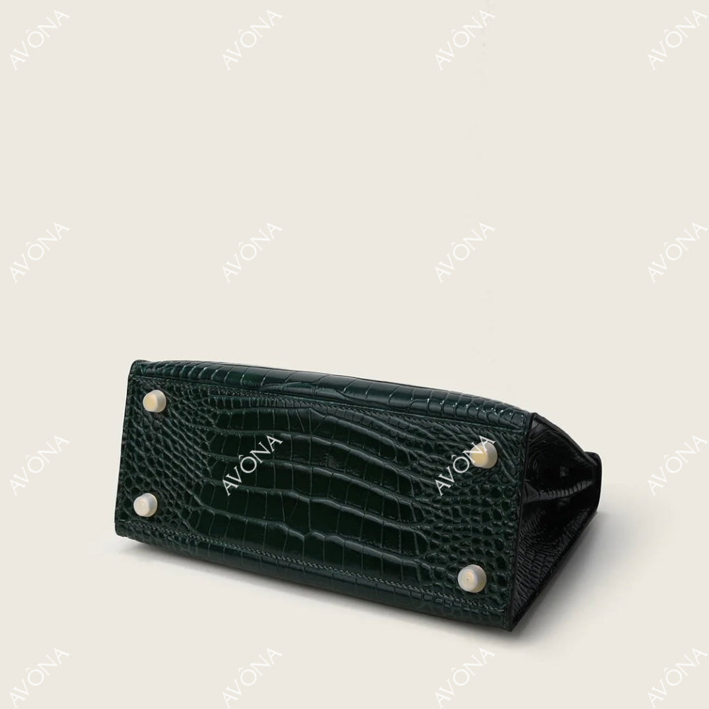 MIRAGE EMERALD CROCODILE M (25x20x8cm) / GOLD