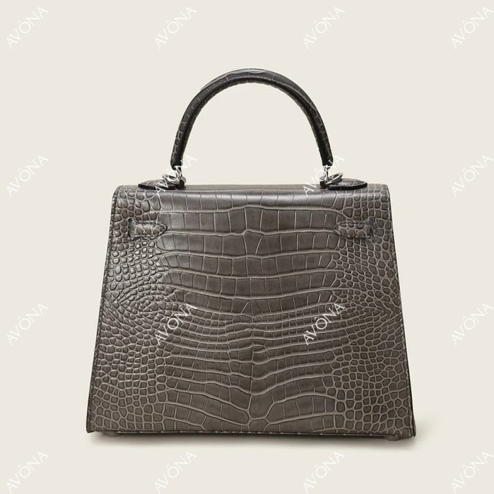 MIRAGE GRAPHITE TWIST CROCODILE M (25x20x8cm) / SILVER