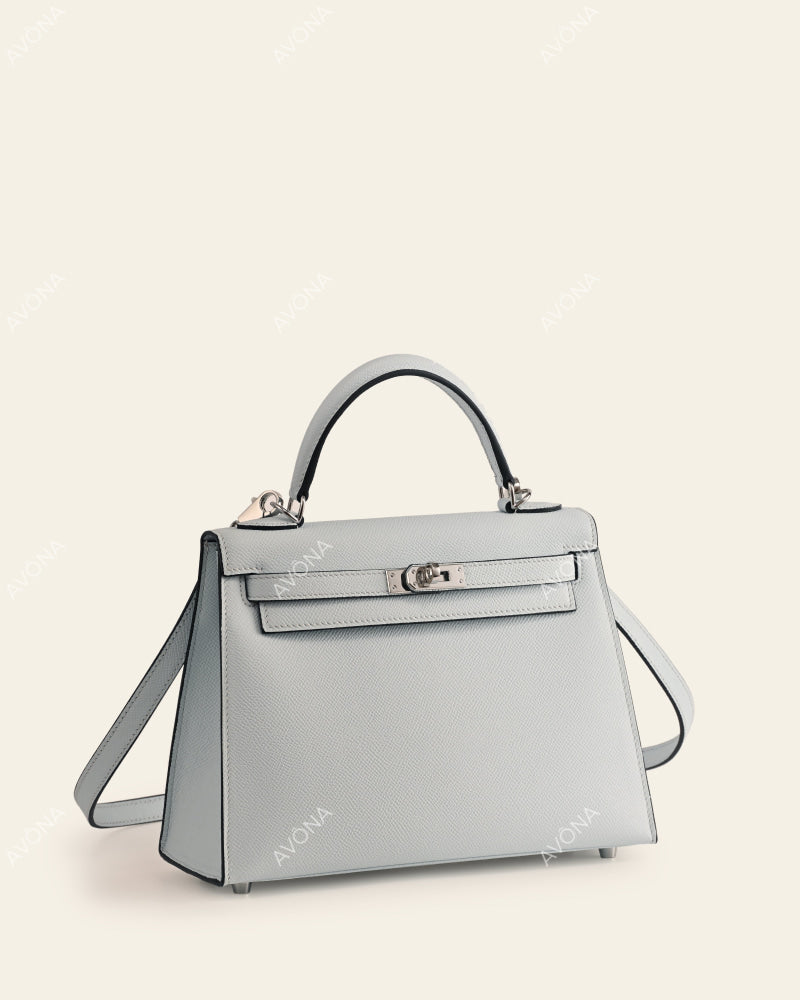 MIRAGE LINEN BLUE - M - (W 25 × H 18 × D 6 cm) / SILVER