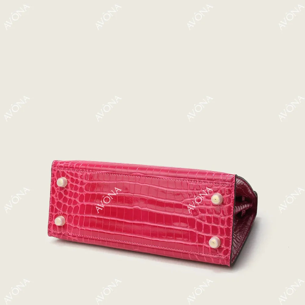 MIRAGE MAGENTA CROCODILE M (25x20x8cm) / GOLD