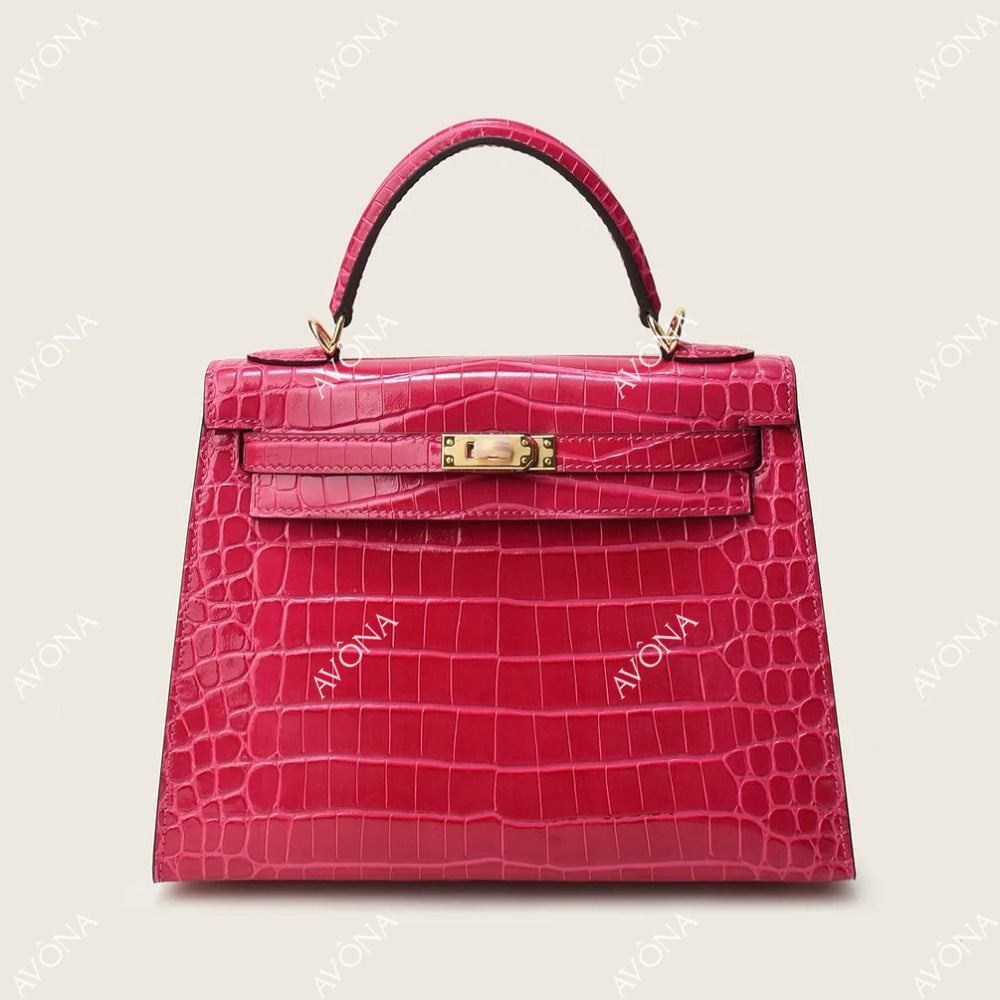 MIRAGE MAGENTA CROCODILE M (25x20x8cm) / GOLD
