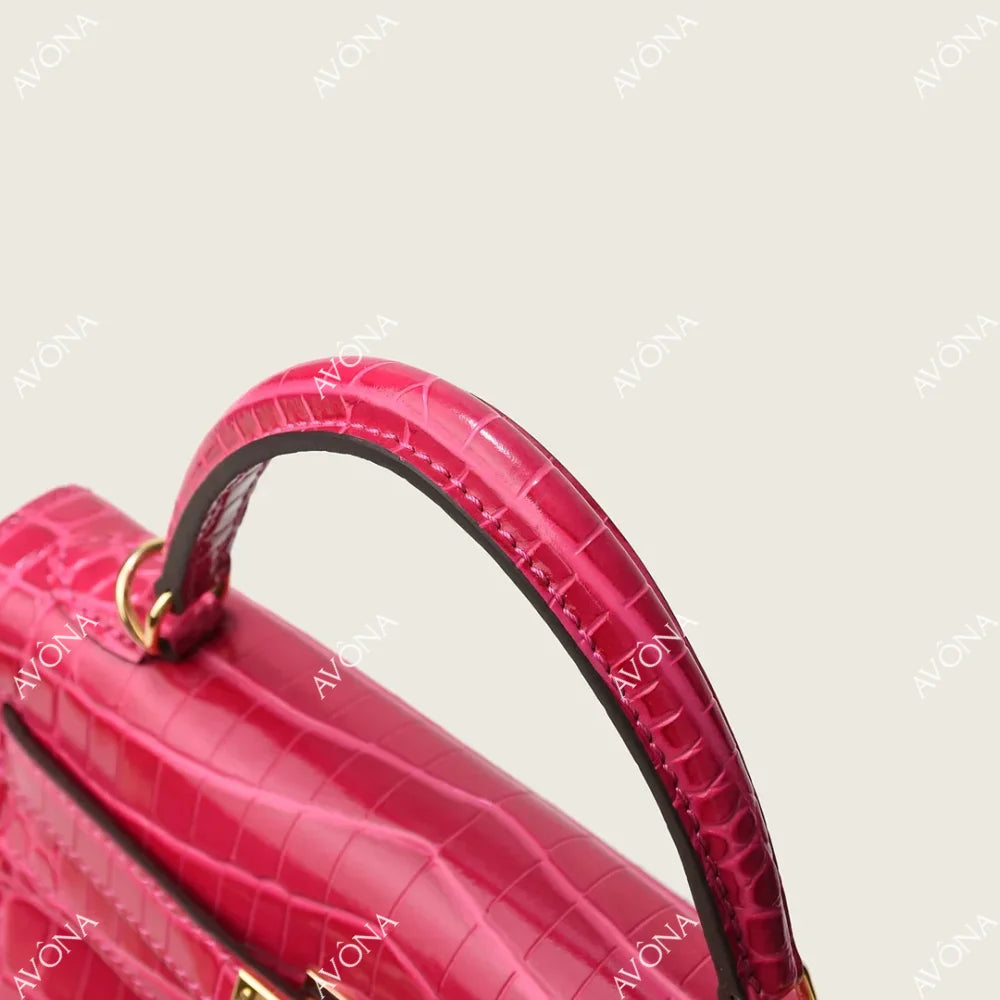 MIRAGE MAGENTA CROCODILE M (25x20x8cm) / GOLD