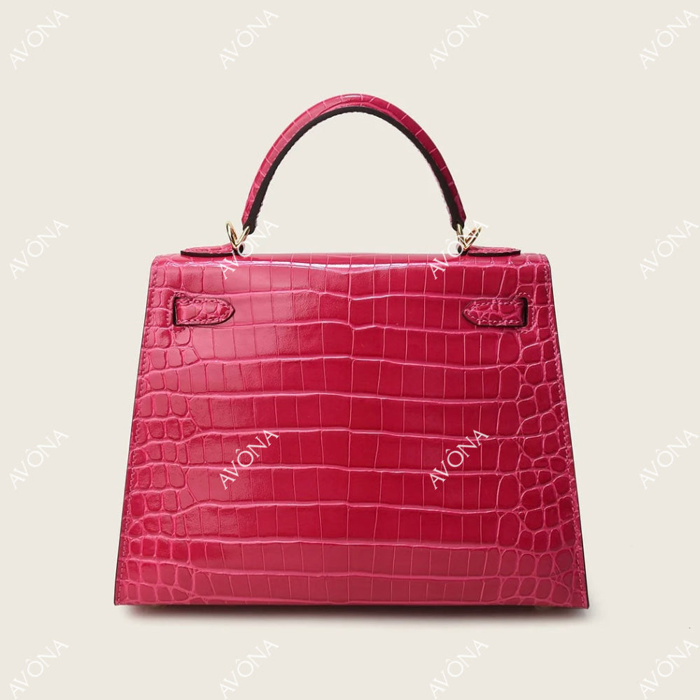 MIRAGE MAGENTA CROCODILE M (25x20x8cm) / GOLD