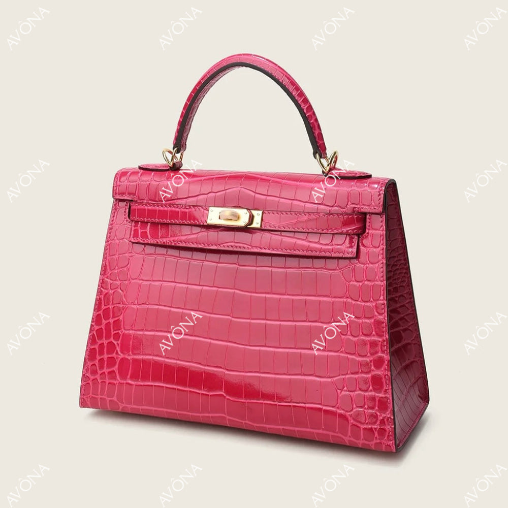 MIRAGE MAGENTA CROCODILE M (25x20x8cm) / GOLD