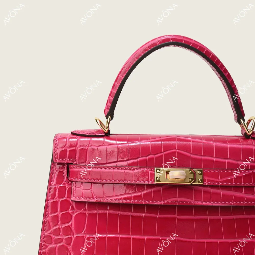 MIRAGE MAGENTA CROCODILE M (25x20x8cm) / GOLD
