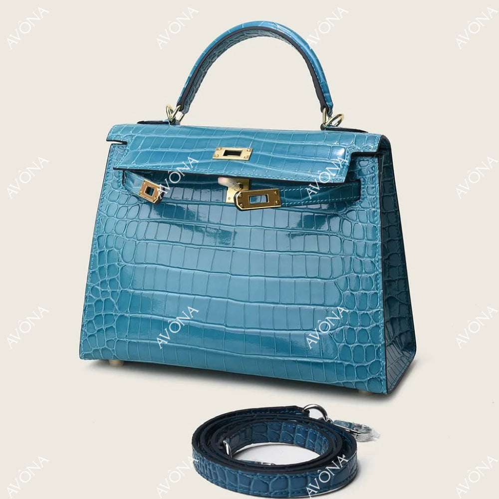 MIRAGE MAR CROCODILE M (25x20x8cm) / GOLD