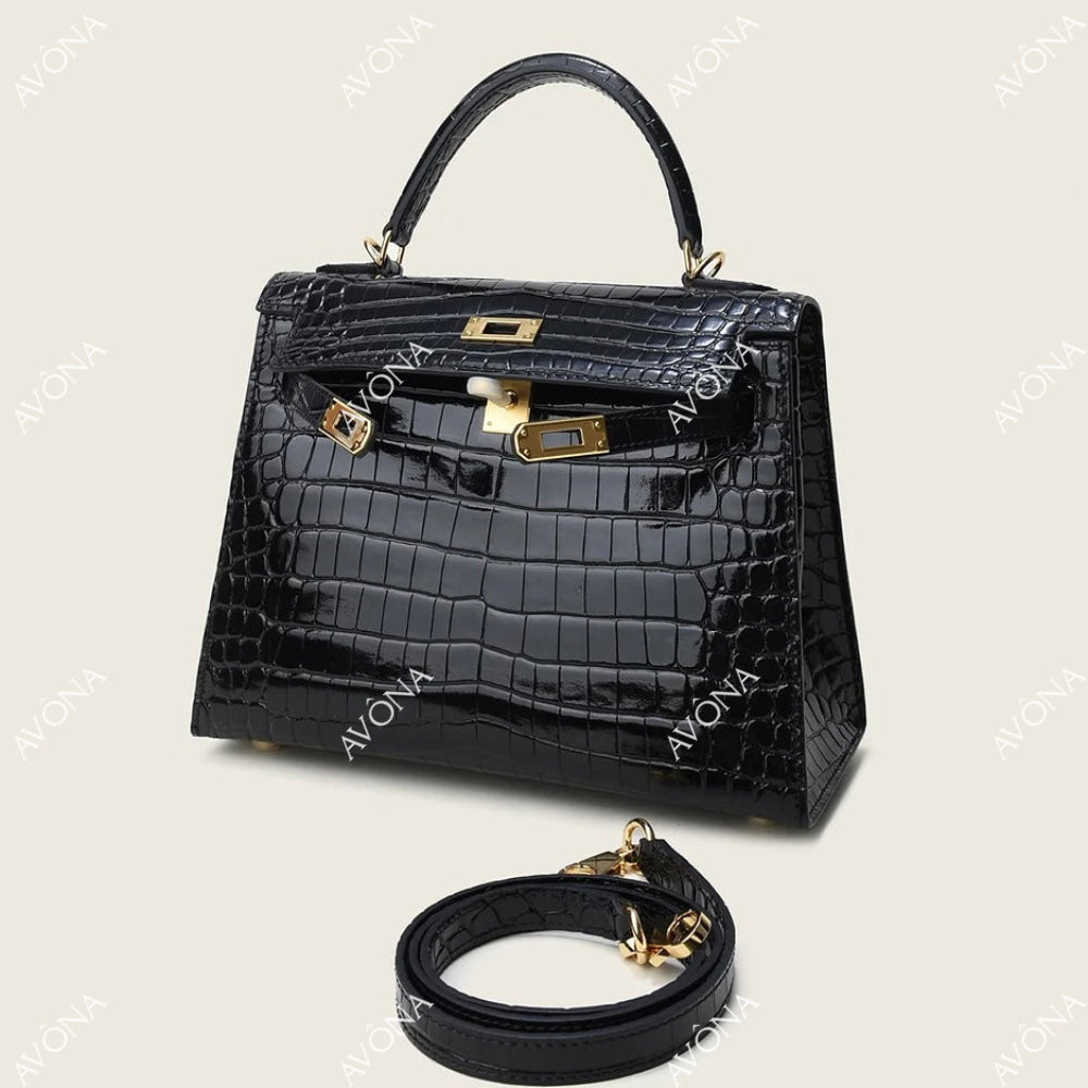 MIRAGE ONYX CROCODILE GOLD M (25x20x8cm) / GOLD