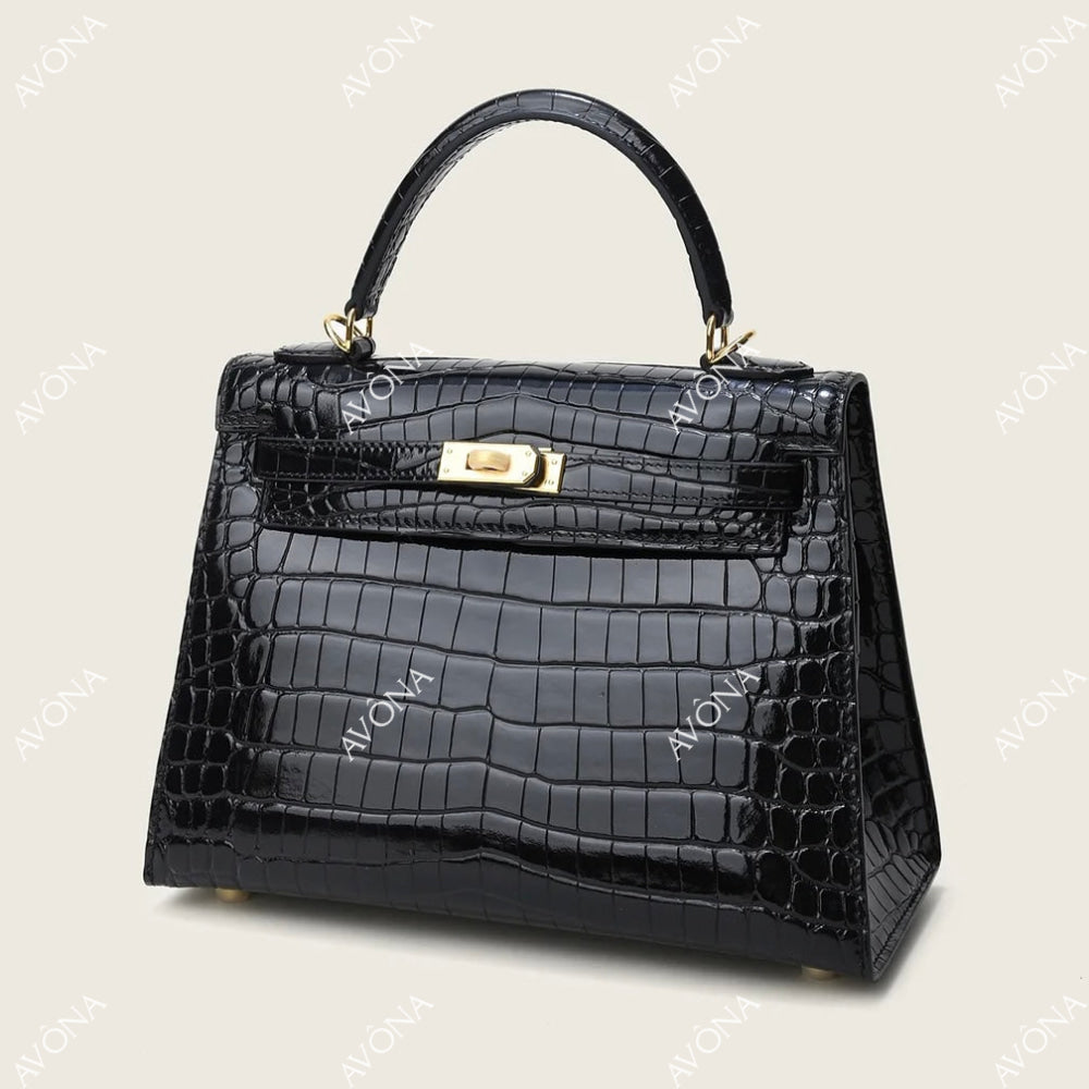 MIRAGE ONYX CROCODILE GOLD M (25x20x8cm) / GOLD
