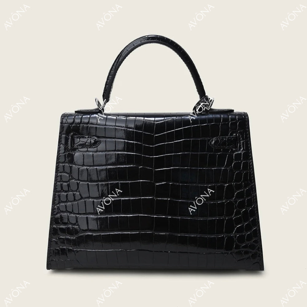 MIRAGE ONYX CROCODILE SILVER M (25x20x8cm) / SILVER