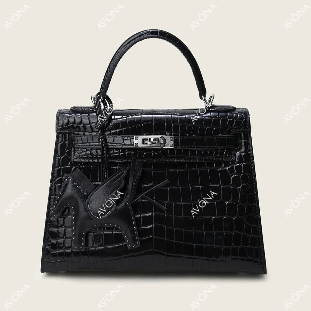 MIRAGE ONYX CROCODILE SILVER M (25x20x8cm) / SILVER