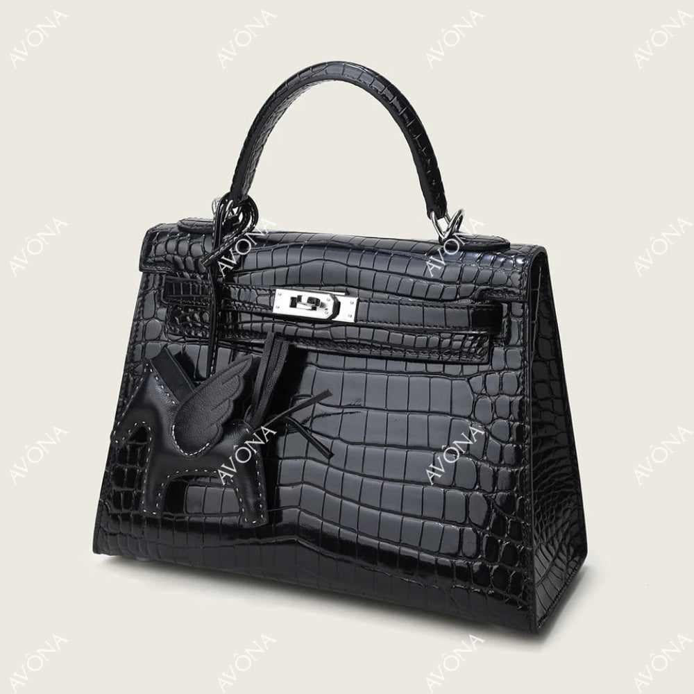 MIRAGE ONYX CROCODILE SILVER M (25x20x8cm) / SILVER