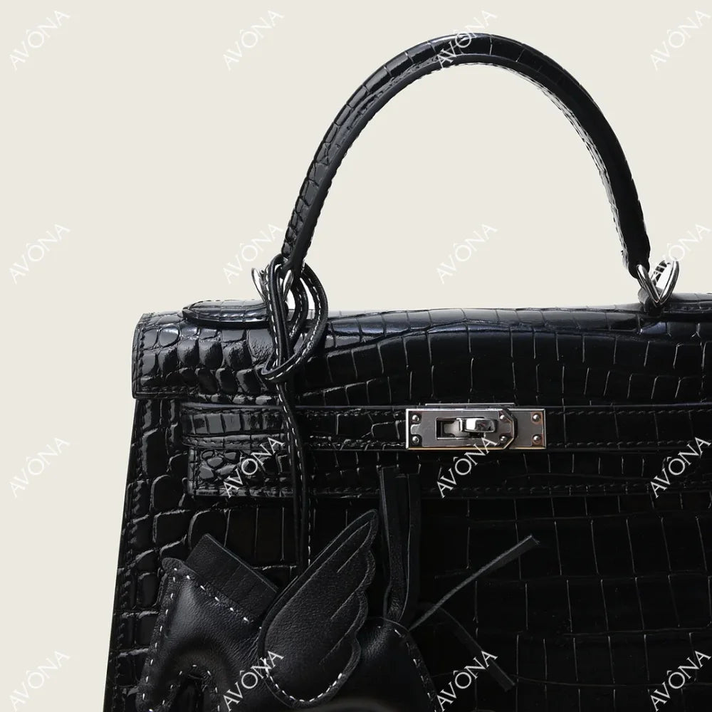 MIRAGE ONYX CROCODILE SILVER M (25x20x8cm) / SILVER