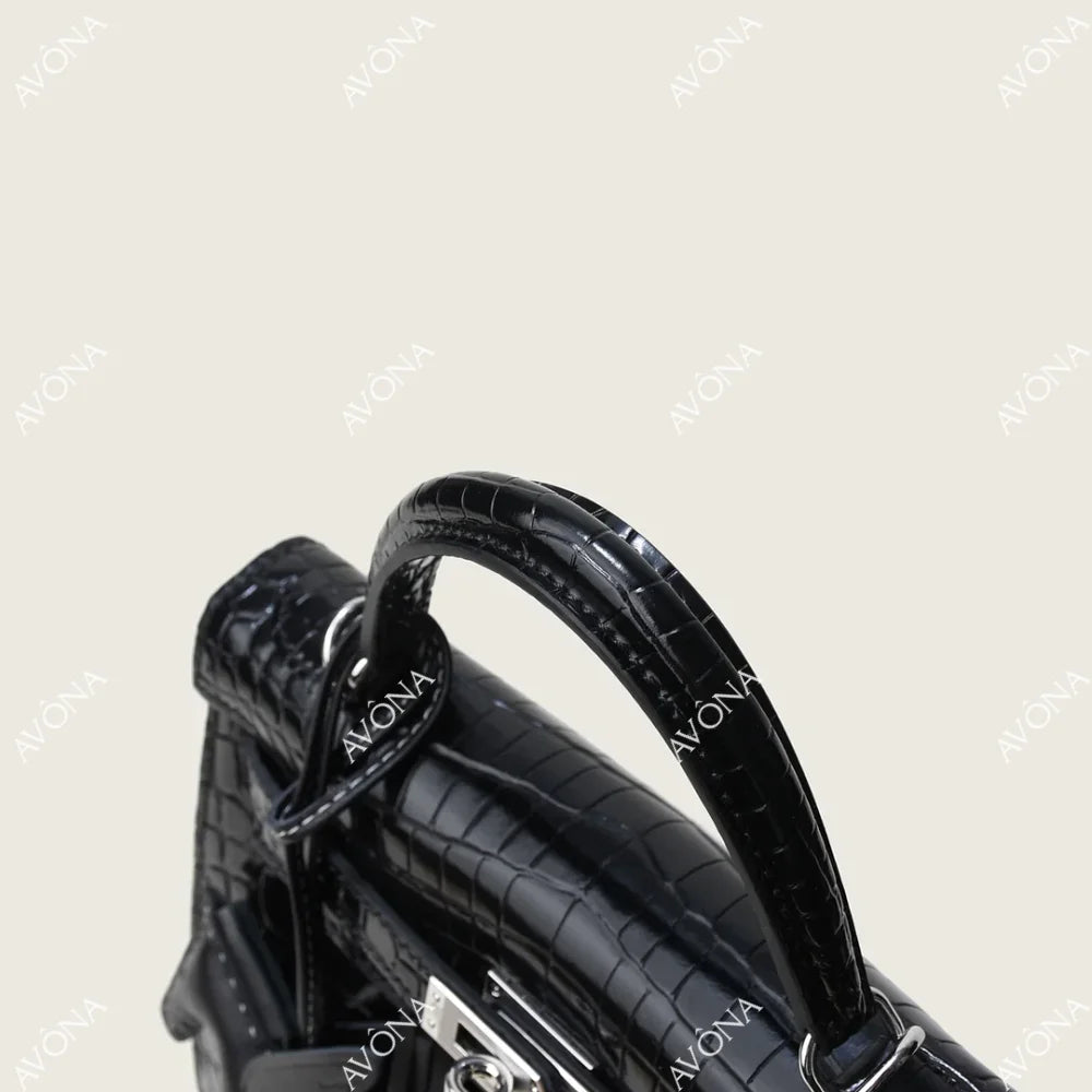 MIRAGE ONYX CROCODILE SILVER M (25x20x8cm) / SILVER