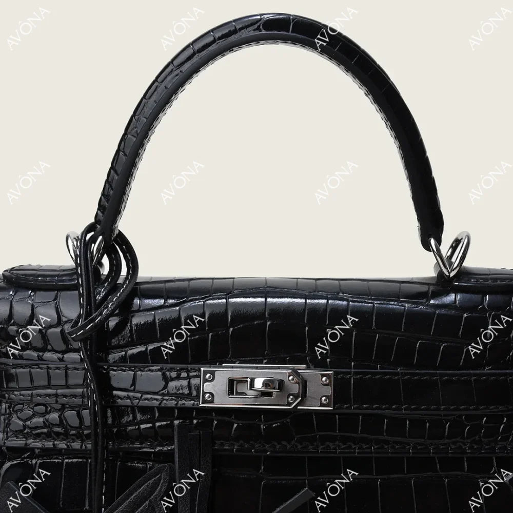 MIRAGE ONYX CROCODILE SILVER M (25x20x8cm) / SILVER