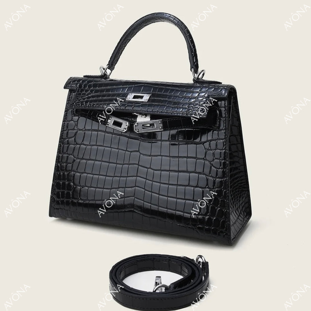 MIRAGE ONYX CROCODILE SILVER M (25x20x8cm) / SILVER