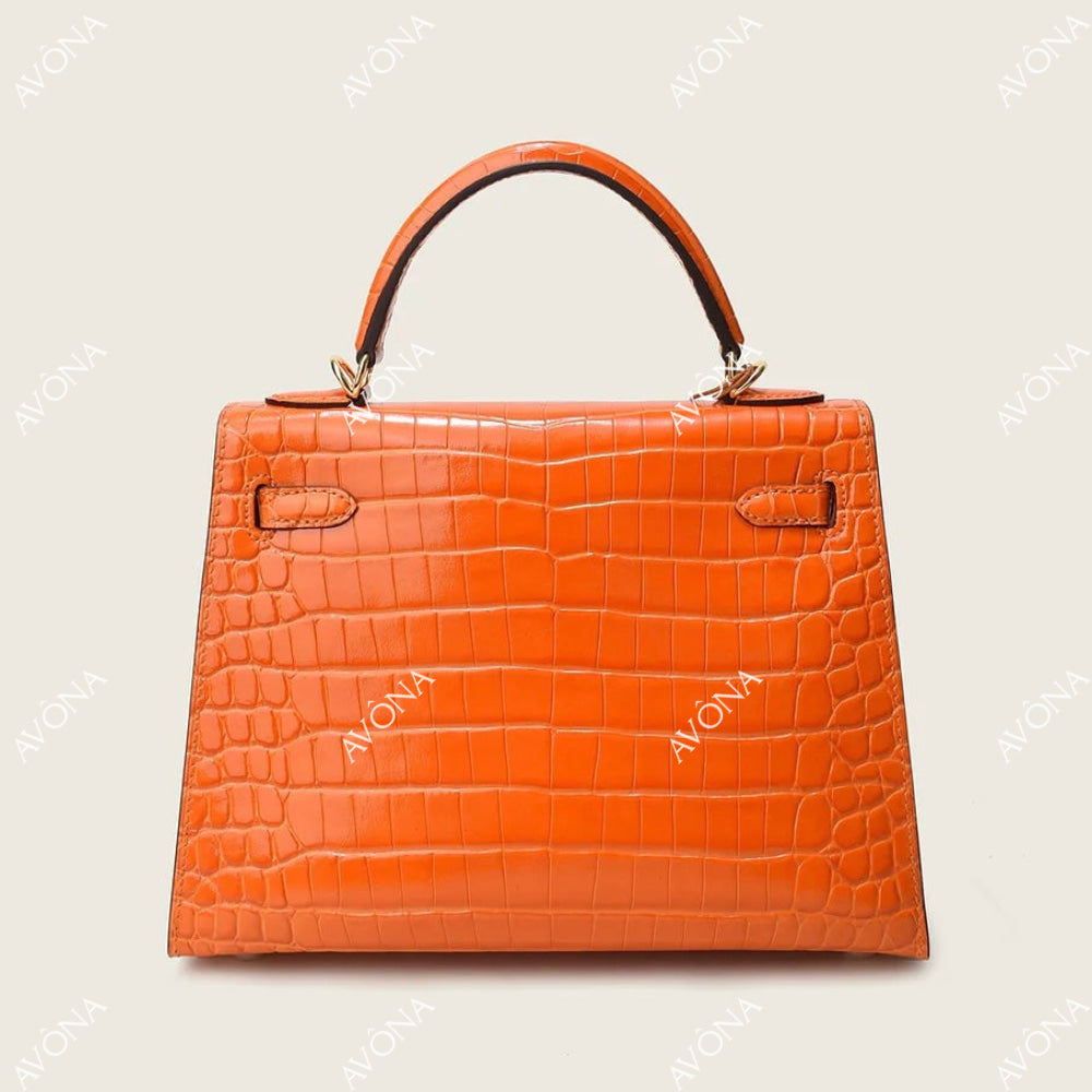 MIRAGE ORANGE CROCODILE M (25x20x8cm) / GOLD