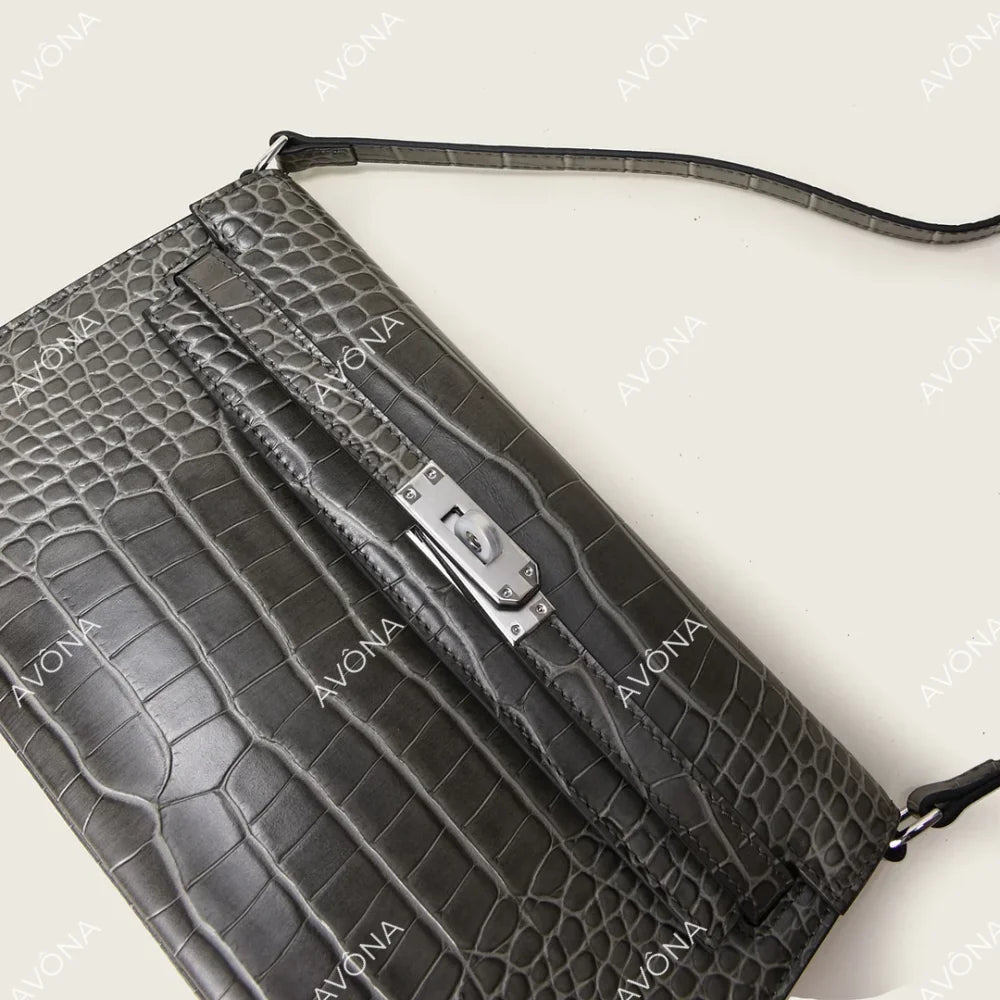 SELYLE GRAPHITE TWIST CROCODILE M (27x15x5cm) / SILVER