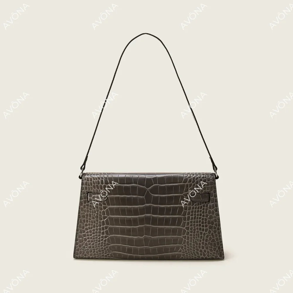 SELYLE GRAPHITE TWIST CROCODILE M (27x15x5cm) / SILVER