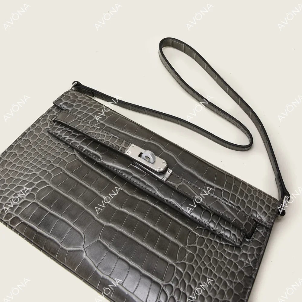 SELYLE GRAPHITE TWIST CROCODILE M (27x15x5cm) / SILVER