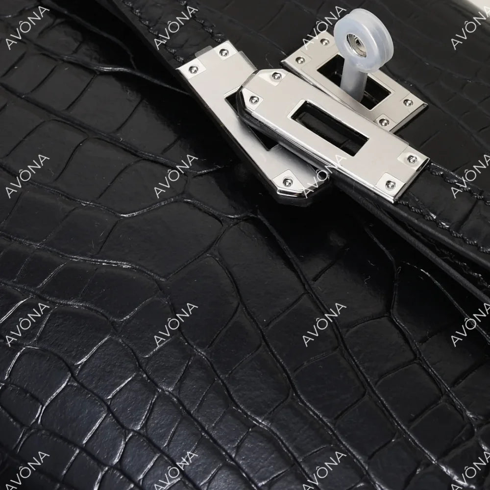 SELYLE ONYX CROCODILE M (27x15x5cm) / SILVER