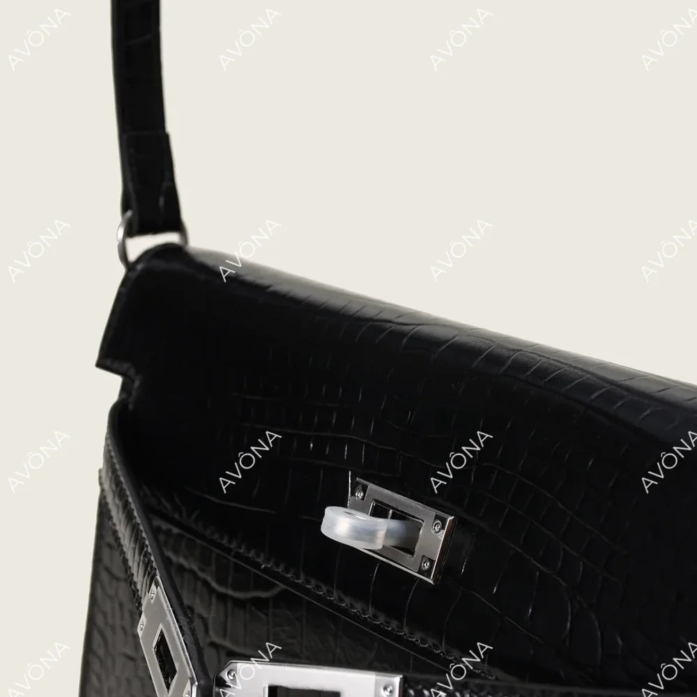 SELYLE ONYX CROCODILE M (27x15x5cm) / SILVER