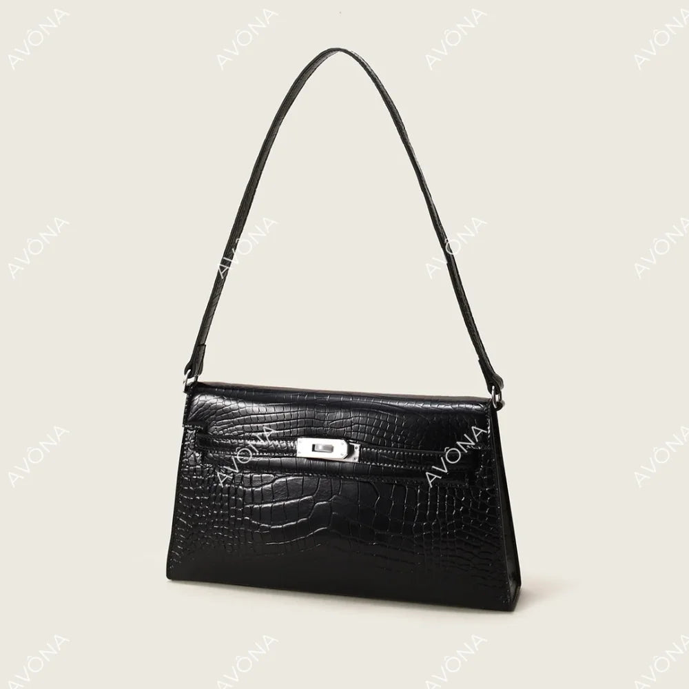 SELYLE ONYX CROCODILE M (27x15x5cm) / SILVER