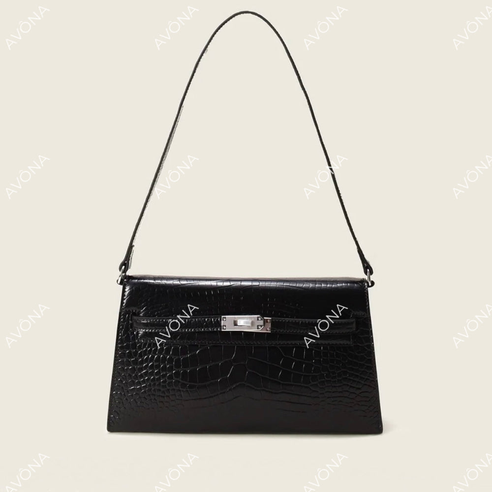 SELYLE ONYX CROCODILE M (27x15x5cm) / SILVER