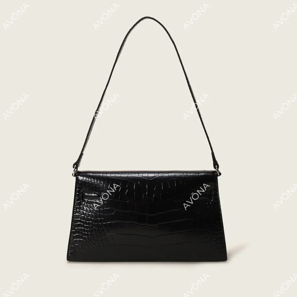 SELYLE ONYX CROCODILE M (27x15x5cm) / SILVER