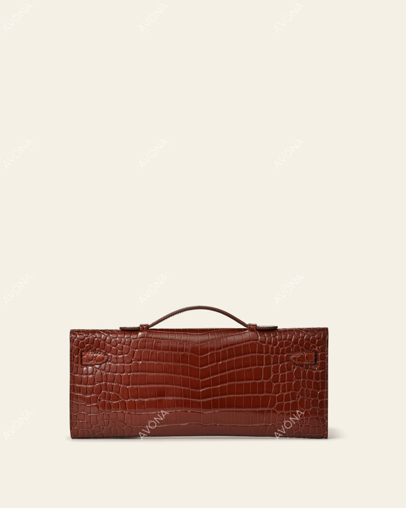 SOIRÉE - COGNAC CROC - M - (W 31 × H 14 × D 2 cm) / GOLD