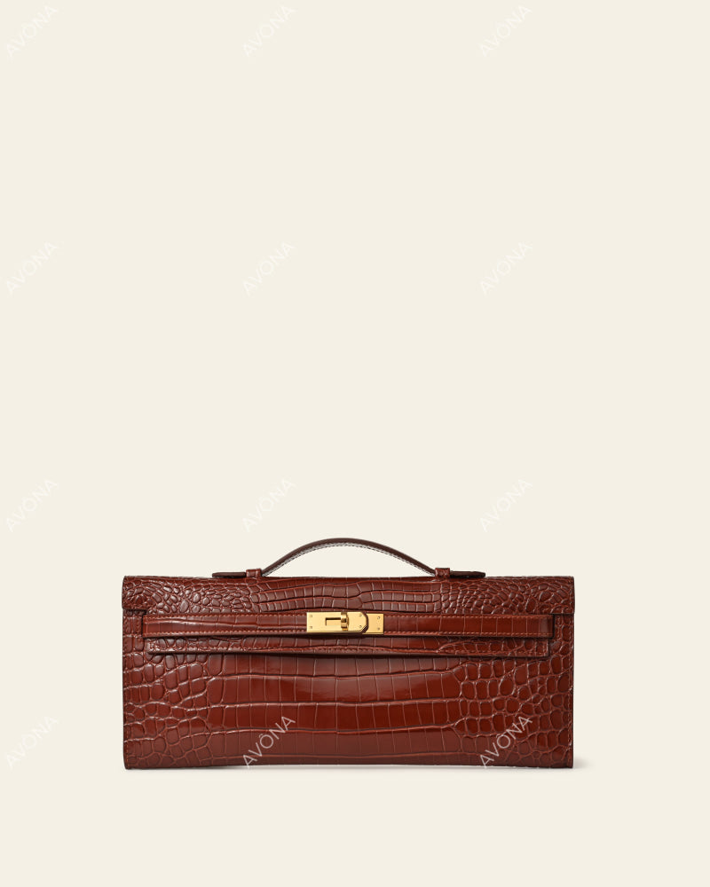SOIRÉE - COGNAC CROC - M - (W 31 × H 14 × D 2 cm) / GOLD