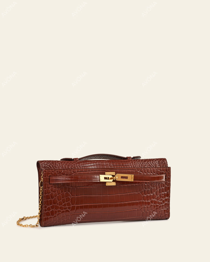 SOIRÉE - COGNAC CROC - M - (W 31 × H 14 × D 2 cm) / GOLD