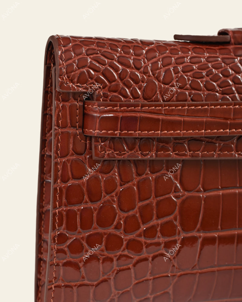 SOIRÉE - COGNAC CROC - M - (W 31 × H 14 × D 2 cm) / GOLD
