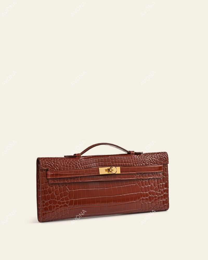 SOIRÉE - COGNAC CROC - M - (W 31 × H 14 × D 2 cm) / GOLD