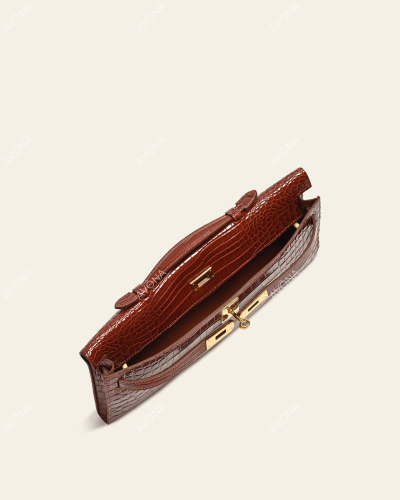 SOIRÉE - COGNAC CROC - M - (W 31 × H 14 × D 2 cm) / GOLD
