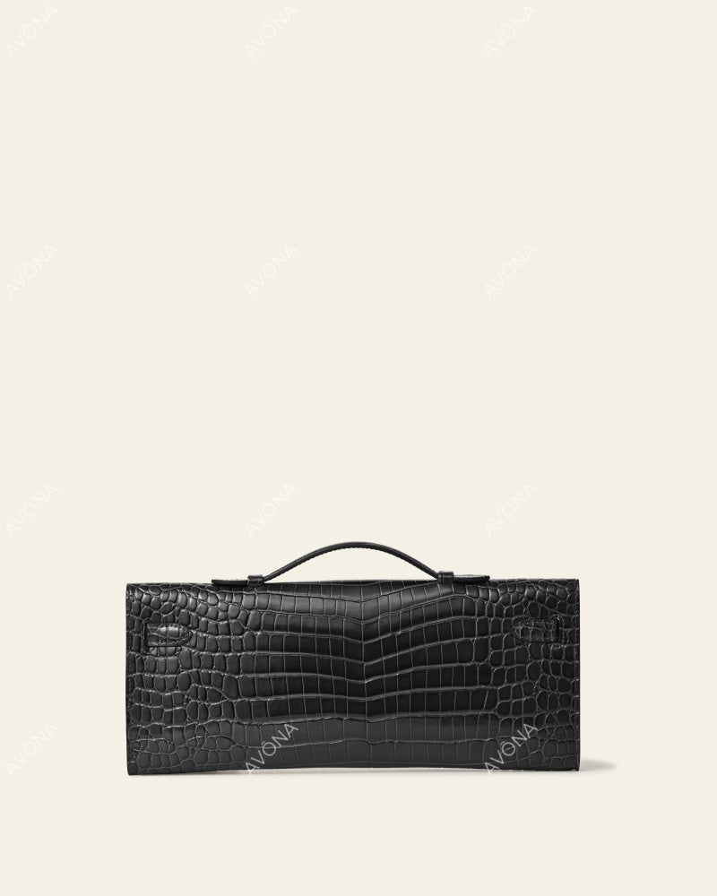SOIRÉE - GRAPHITE CROC - M - (W 31 × H 14 × D 2 cm) / SILVER