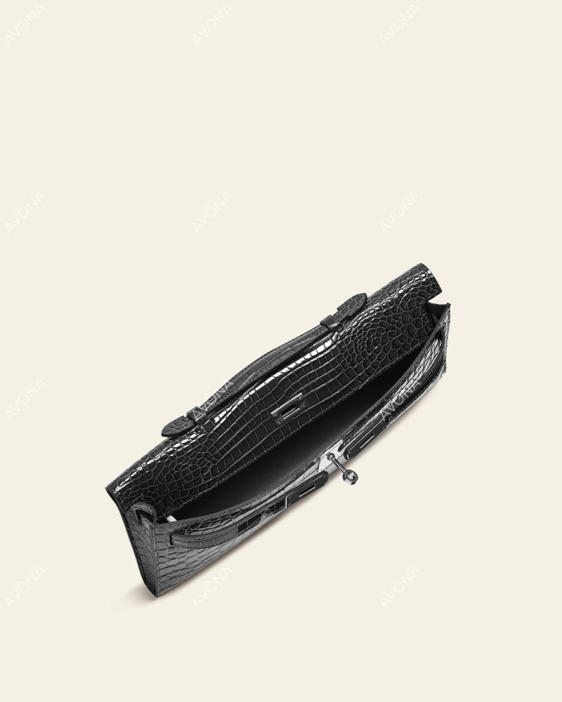 SOIRÉE - GRAPHITE CROC - M - (W 31 × H 14 × D 2 cm) / SILVER