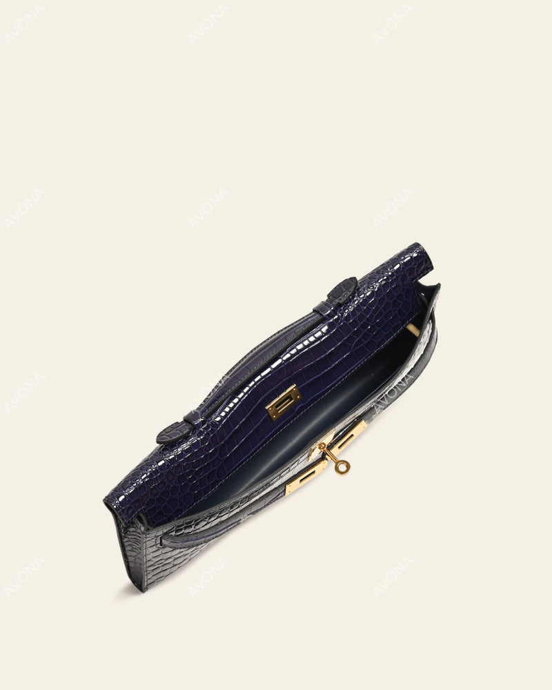 SOIRÉE - INDIGO CROC - M - (W 31 × H 14 × D 2 cm) / GOLD