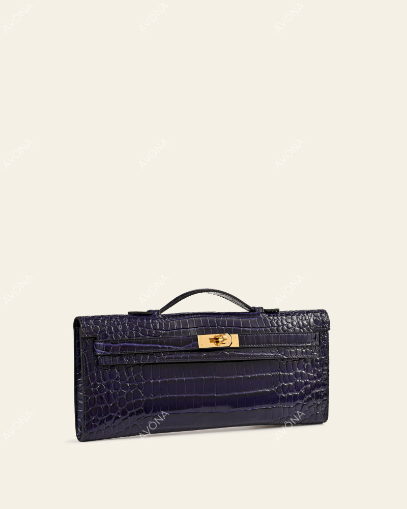 SOIRÉE - INDIGO CROC - M - (W 31 × H 14 × D 2 cm) / GOLD
