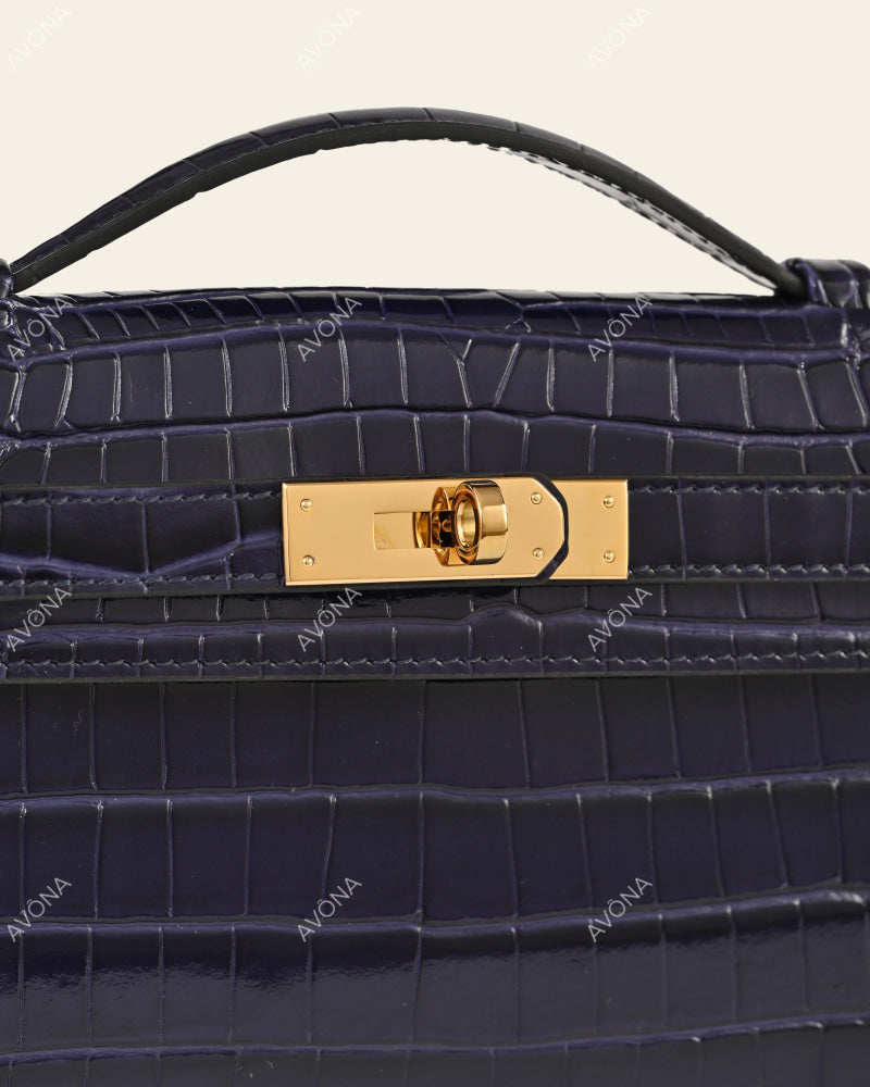 SOIRÉE - INDIGO CROC - M - (W 31 × H 14 × D 2 cm) / GOLD