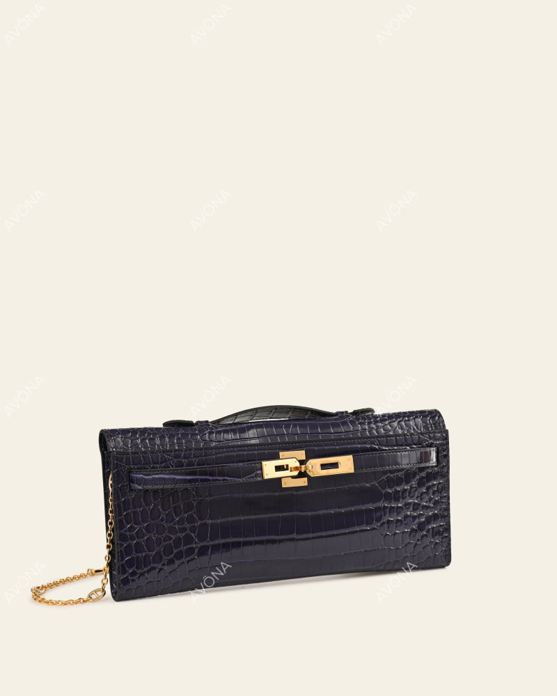 SOIRÉE - INDIGO CROC - M - (W 31 × H 14 × D 2 cm) / GOLD