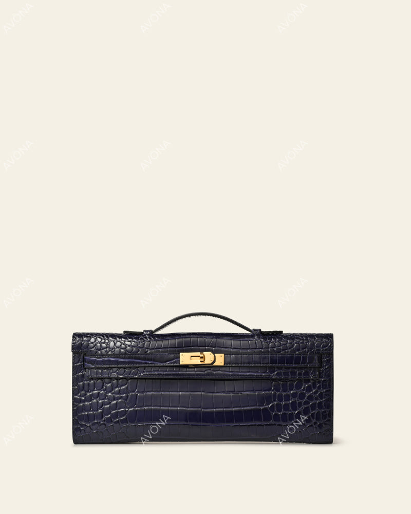SOIRÉE - INDIGO CROC - M - (W 31 × H 14 × D 2 cm) / GOLD