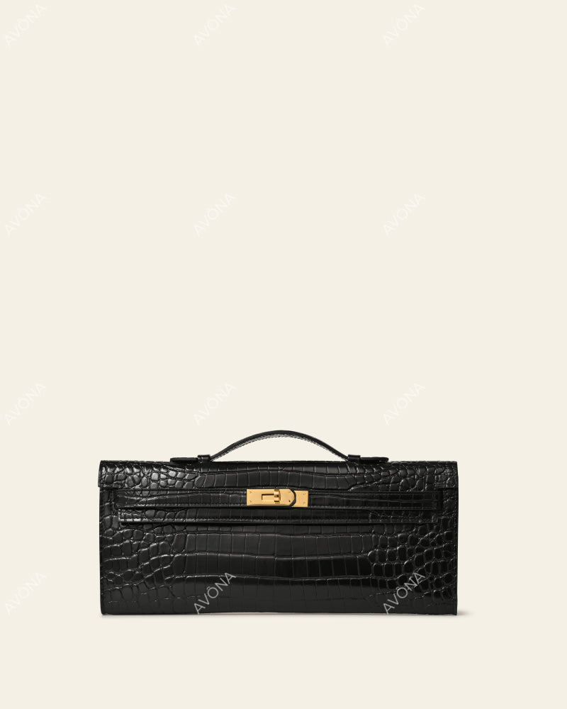 SOIRÉE - ONYX CROC - M - (W 31 × H 14 × D 2 cm) / GOLD