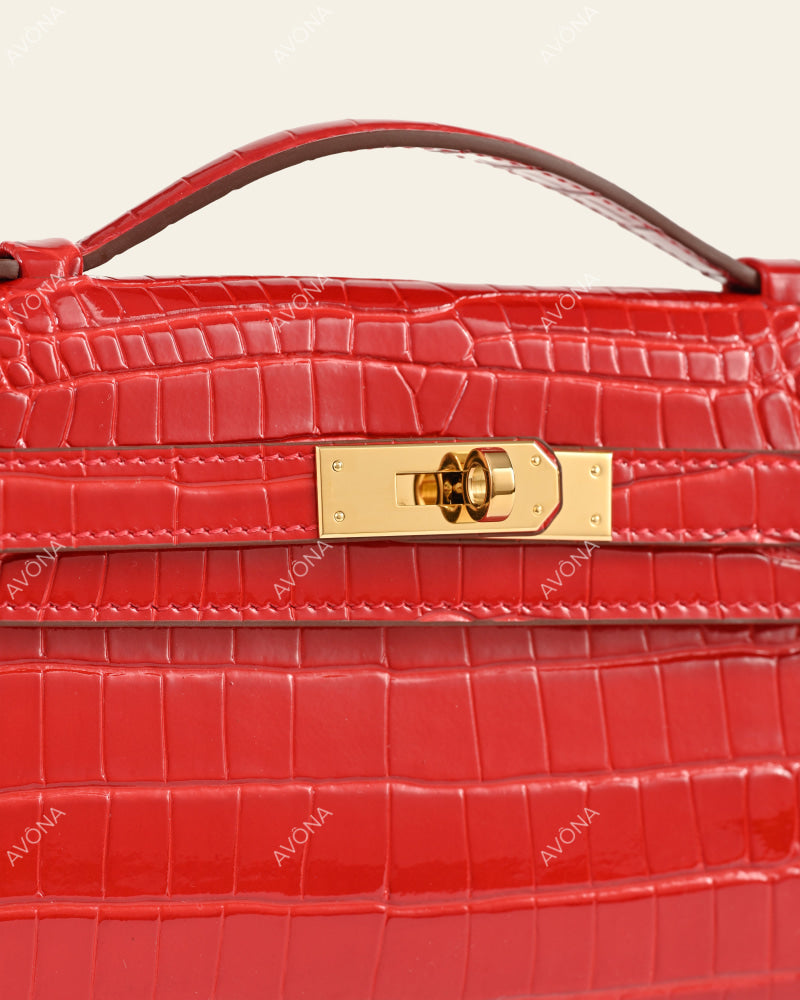 SOIRÉE - POPPY CROC - M - (W 31 × H 14 × D 2 cm) / GOLD