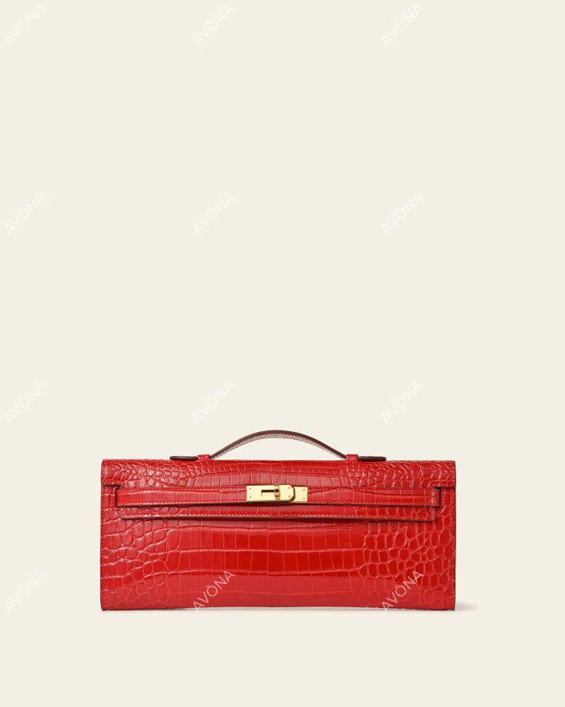 SOIRÉE - POPPY CROC - M - (W 31 × H 14 × D 2 cm) / GOLD