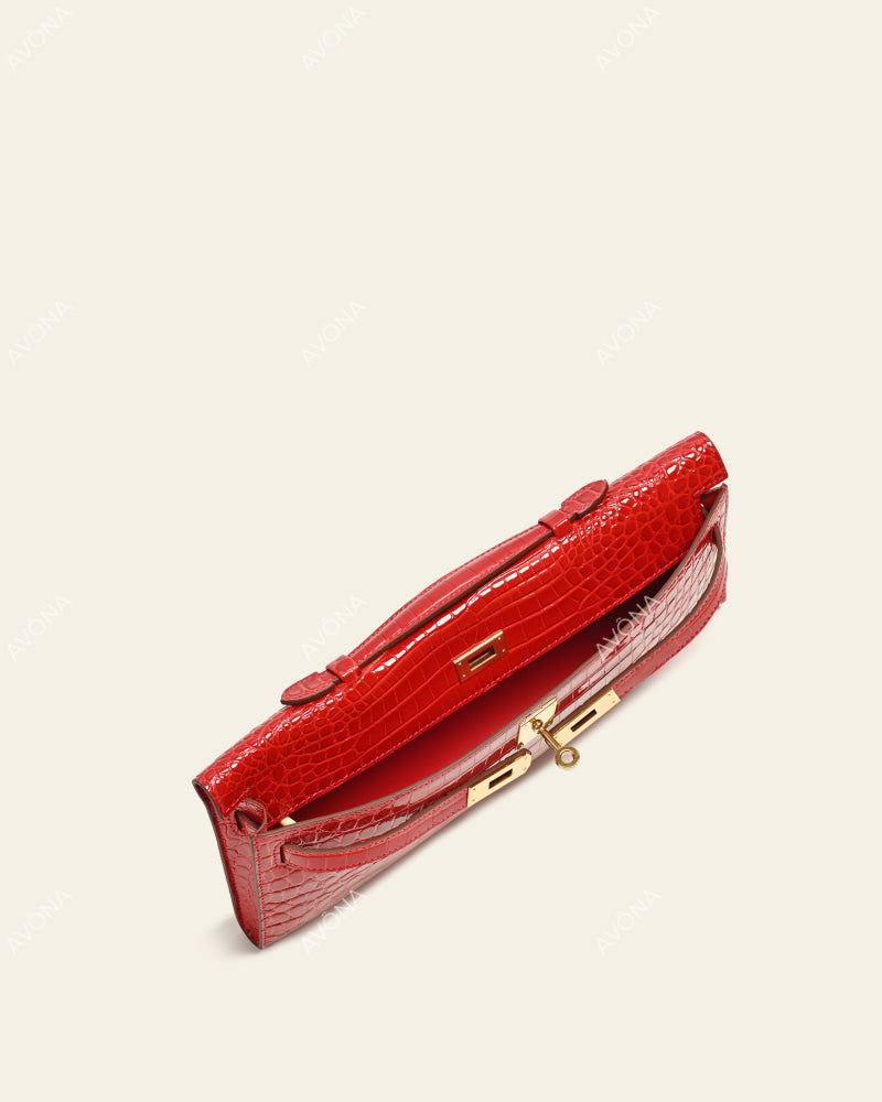 SOIRÉE - POPPY CROC - M - (W 31 × H 14 × D 2 cm) / GOLD