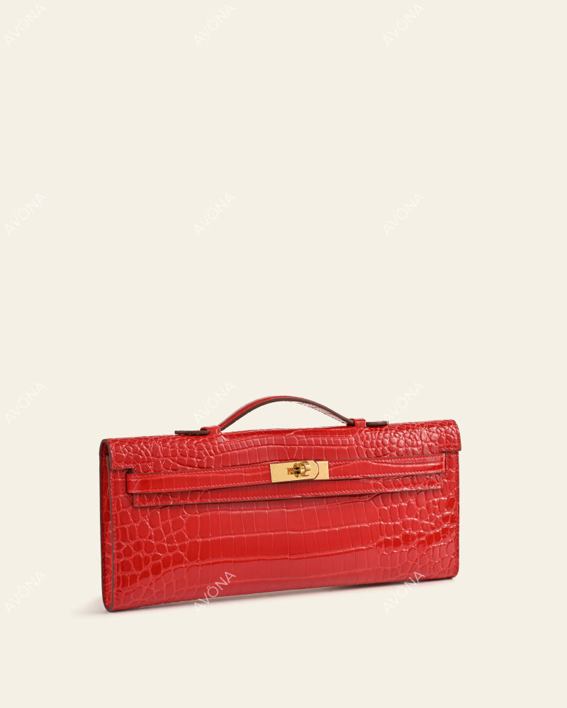 SOIRÉE - POPPY CROC - M - (W 31 × H 14 × D 2 cm) / GOLD