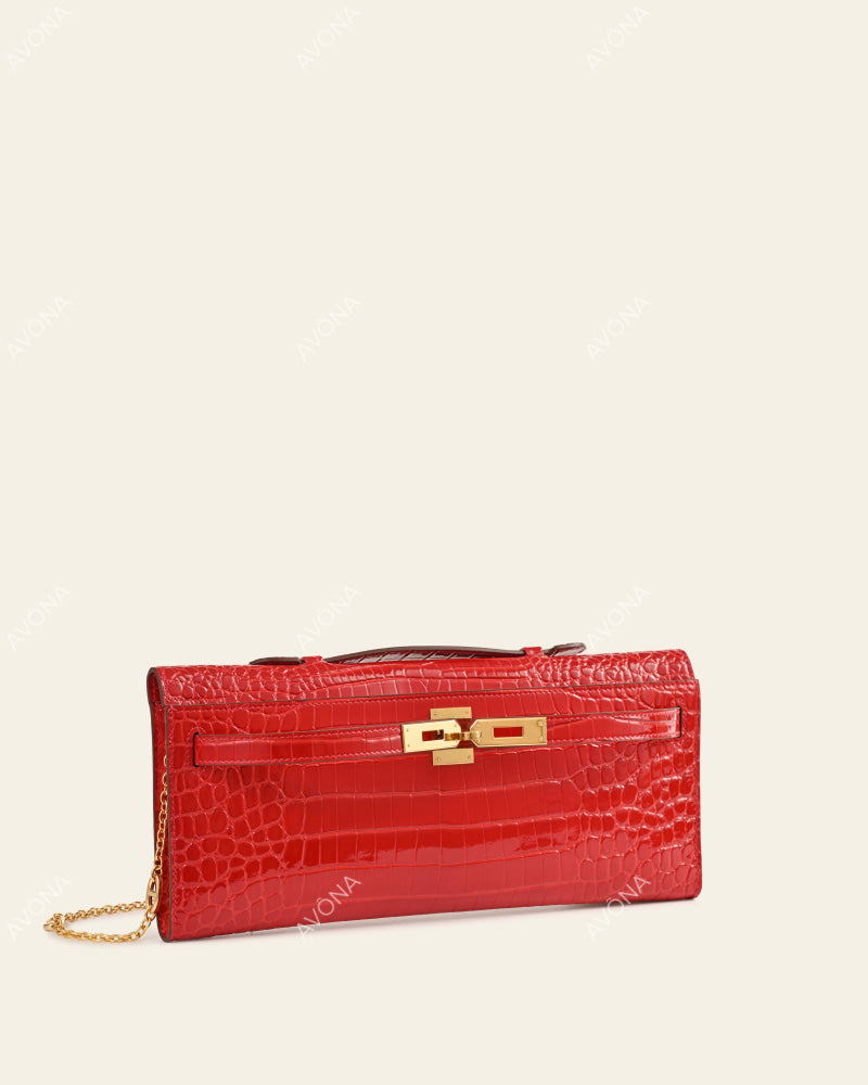 SOIRÉE - POPPY CROC - M - (W 31 × H 14 × D 2 cm) / GOLD